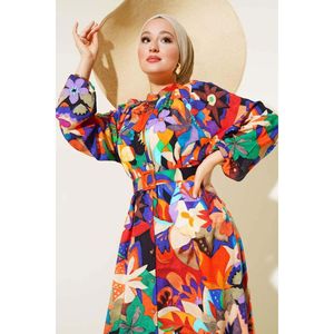 Robe boutonnée à motifs mélangés moutarde - Product Image 3