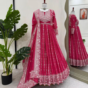 Nouvel ensemble robe et pantalon en gorgette pour femmes, vêtements indiens et pakistanais - Product Image 2