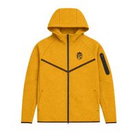 Ensemble de survêtement pour homme, veste à capuche zippée et pantalon de jogging en polaire technique, couleur moutarde, pour l'entraînement sportif et les activités physiques