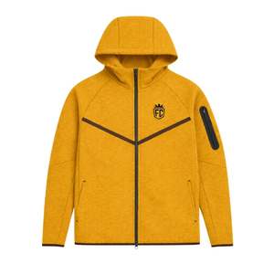 Ensemble de survêtement pour homme, veste à capuche zippée et pantalon de jogging en polaire technique, couleur moutarde, pour l'entraînement sportif et les activités physiques - Product Image 3