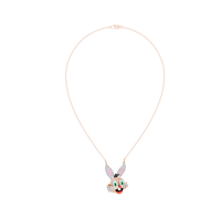 Pendentif Lapin Cartoon en Diamant Or 18K pour Femme, Diamants Naturels Certifiés IGI Taille Ronde Brillante, Bijoux Fins