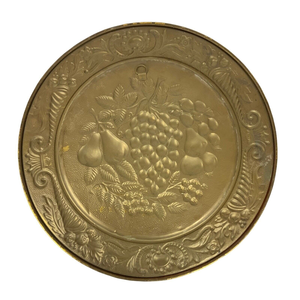 Vaisselle sculptée à la main pour la maison ou la fête de mariage, assiette de service en laiton arrondie - Product Image 1