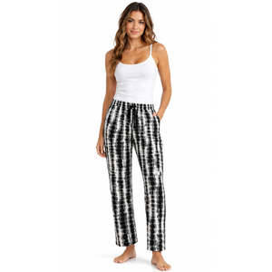 Trendy Women's Tie-Dye Rayon <b>Pajama</b> Breathable Woven Poplin Nightwear Home Wear Elastic Waist 2 Pockets ODM Custom Logo MOQ 2pcs - Product Image 5