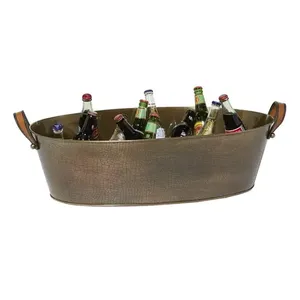 Hielera Hexagonal Grande para Champán, Cubitera Metálica para Cerveza y Vino con Acabado de Latón Vintage Marrón Oscuro para Bares y Discotecas - Product Image 2