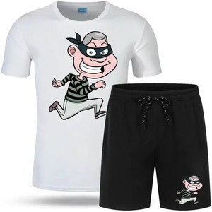 Ensemble 2 pièces de sport réversible et décontracté pour hommes sérigraphie personnalisée Survêtement d'été solide à manches courtes T-shirt d'été respirant - Product Image 5