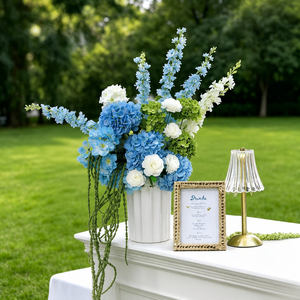 Arreglo Floral para Eventos, Bola de Hortensias Artificiales Grandes de 30-60cm, Azul y Verde, Centro de Mesa para Altar - Product Image 2
