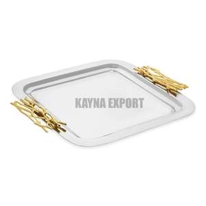 ถาดกระจกเคลือบเงาทรงรีพร้อมตกแต่งสไตล์วินเทจทำจากโลหะสแตนเลส - Product Image 6