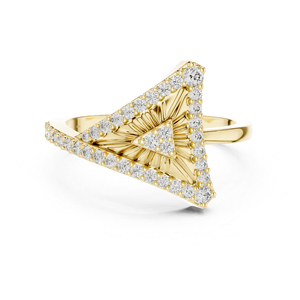 Bague en or jaune 14 carats vintage avec diamant rond cultivé en laboratoire pour femmes |   Fiançailles, mariage et cadeaux |   Vêtements de soirée certifiés IGI - Product Image 1