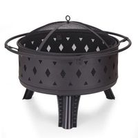 Porte-Bois Moderne en Fer Noir Robuste pour Brasero Extérieur avec Grille Amovible et Nettoyage Facile – Idéal pour les Soirées Feu de Camp dans le Jardin