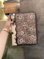 Cartera de documentos florales de cuero genuino personalizada de alta calidad, recién llegado, organizador de archivos de negocios de cuero mecanizado, regalo DEV
