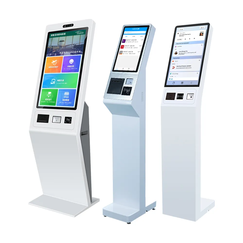 15.6 21.5 32 inch Floor Standing Touch Screen PC Self-Ordering Payment Kiosk Interactive Self Service Android POS Printer Kiosk