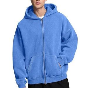 Sudadera con capucha de color sólido lavada con ácido vintage personalizada al por mayor jersey con cremallera pesada sudaderas con capucha lavadas con piedra de gran tamaño - Product Image 6