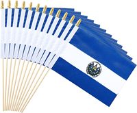 Paquete de 25 Mini Banderas de Mano con Logotipo Personalizado de la Bandera de El Salvador, 5x8 Pulgadas, Poliéster Resistente para Uso en Exteriores