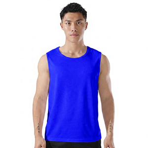 Camiseta sin Mangas de Algodón Blanco para Hombre, Cuello Redondo, Informal, Tejida, de Color Sólido, Prenda Básica - Product Image 5