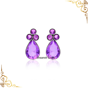 Pendientes de tuerca de piedra de plata alemana, joyería hecha a mano para mujeres y niñas con estilo, hermosos pendientes de piedras preciosas moradas para ropa de boda - Product Image 4