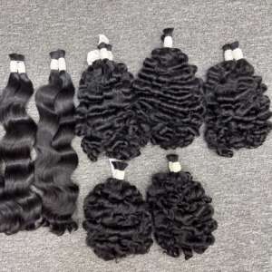 Extensiones de cabello rizado Remy virgen vietnamita de alta calidad, precio al por mayor de fábrica sin procesar a granel, extremos dobles dibujados para trenzar - Product Image 5