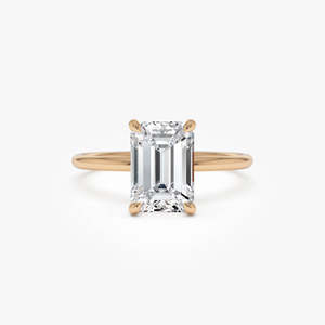 Anillo de Compromiso Glamuroso con Diamante Cultivado en Laboratorio, Corte Esmeralda, Halo Oculto, 2.10 Ct, E-F VS, Oro de 14K, para Ocasiones Especiales y Fiestas - Product Image 2