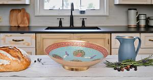 Bol de fruits secs en laiton fait à la main de 5 pouces ustensiles de cuisine décoratifs écologiques concepteur de paon cadeau de travail de sculpture multicolore - Product Image 3