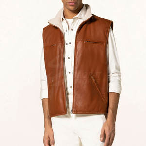 Diseño personalizado más vendido al por mayor chalecos de cuero transpirable personalizado Chaleco de cuero de buena calidad - Product Image 2
