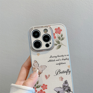 Funda de Teléfono con Diseño de Flores Estética de Moda Coreana para iPhone 16 Pro <span class=keywords><strong>Max</strong></span> 15 14 13, Funda Protectora a Prueba de Golpes con Diseño de Mariposa - Product Image 2