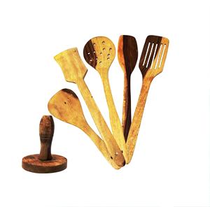 Servidores de ensalada oblongos de Acacia hechos a mano de la mejor calidad, juego único de Kitchenwar de 2 herramientas de ensalada de madera - Product Image 4