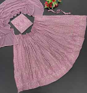 บอลลีวูดดีไซเนอร์ lehenga ชุดหนังเทียมตามความต้องการของผู้หญิงชุดปาร์ตี้จากอินเดีย - Product Image 1