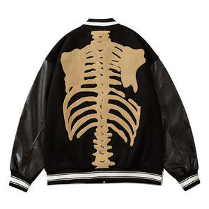 Men's Custom Logo Winter Varsity <b>Jacket</b> Plus Size Waterproof Woolen Sleeves Chenille Embroidery Patch Oversized Zipper Cotton - Product Image 2