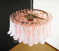 Luxe Moderne Grand Lustre Murano Rose Verre Rose Forme Joli Lustre pour Chambre Cage D'escalier Entrée