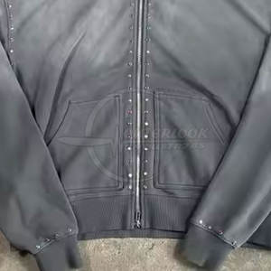 Nouveau design à la mode votre propre logo hommes survêtements avec fermeture éclair le plus chaud lavage à l'acide strass survêtement pour hommes - Product Image 6