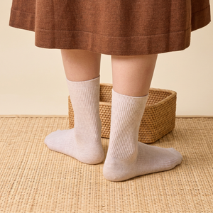 Calcetines de Algodón Antideslizantes para Mujer, Calcetines de Media Pantorrilla, Calcetines Casuales de Punto Acanalado - Product Image 1