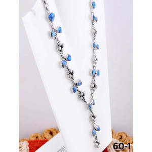 Collier Golden Hills de style sud-ouest, fait main avec du buffle blanc et de l'argent sterling, motif floral serti de turquoise - Product Image 3