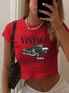 T-shirt court côtelé basique à manches courtes pour femme, imprimé sexy, 95 % coton 5 % élasthanne, personnalisable, style Baby Tee, de l'usine de vêtements Girl - Product Image 6