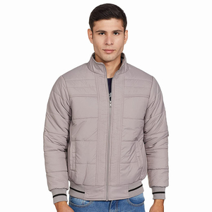Veste matelassée Offre Spéciale pour homme Couleur grise Fermeture éclair complète Veste matelassée à manches longues Vêtements pour homme Veste matelassée à la mode OEM - Product Image 1
