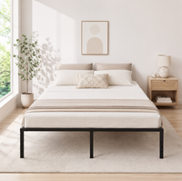 Cadre de lit pliant double en acier, design minimaliste moderne, avec support pliant amovible, options multi-tailles, idéal pour dortoir et chambre à coucher