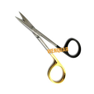 Ciseaux dentaires irisés de 1,5 cm, anneau noir doré, ciseaux manuels pour instruments médicaux en acier inoxydable, fournisseur professionnel Wenquar - Product Image 5
