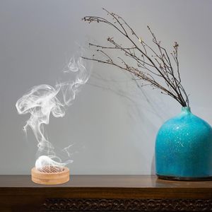 Indoor Round Wooden <b>Incense</b> Burner with Timber Lattice, <b>Agarwood</b> Hand Carved Inscent Holder Desktop Aromatherapy Box with Firepr - Product Image 3