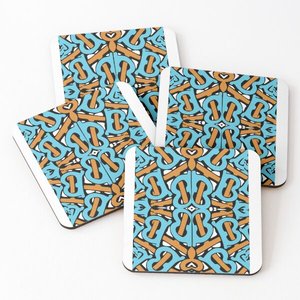 Juego de 4 piezas de posavasos para servir té de color de madera, posavasos de cocina impresos, alfombrillas y almohadillas - Product Image 1