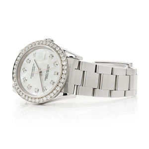 Montre de luxe en moissanite avec cadran en verre, bracelet en acier inoxydable et en or blanc/or jaune, mouvement ETA - Product Image 2