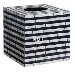 Caja Porta Pañuelos de Estilo Moderno, Forma Redondeada con Acabado de Incrustaciones de Hueso, para Bodas, Fiestas, Celebraciones y Uso en Servicios de Catering - Product Image 3