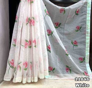 ผ้าโปร่งบางพิมพ์ลายดิจิตอลลายดอกไม้พร้อมแผ่นฟอยล์สีรุ้งประดับผ้าลูกไม้ตามลำดับ - Product Image 3