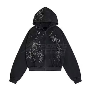 Sudadera con capucha de manga larga con diamantes de imitación de calidad superior Sudadera con capucha con diamantes de imitación tamaño adulto 100% algodón poliéster Sudadera con capucha - Product Image 1