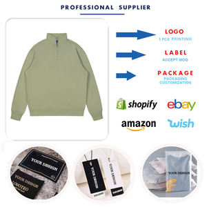 Venta al por mayor media cremallera estilo callejero Casual sudadera Streetwear manga larga pulóver algodón tejido de punto sudaderas con capucha para hombres - Product Image 4