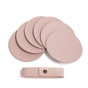 Leather <b>coasters</b> made for antique style decor with smooth texture and reliable <b>heat</b> resistant surface With Multicoloured - Product Image 4