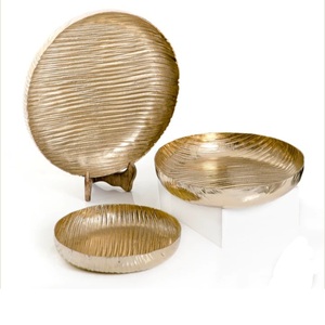 Hôtels Accueil Restaurant Plat de service Fête de mariage Décoration de table Traiteur Plateau de service Plaqué or Finition Vaisselle Alimentaire - Product Image 1