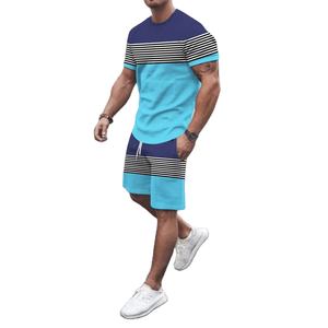 Chándal deportivo informal de algodón para hombre, transpirable, camisa de manga corta de color sólido y pantalones cortos de lana, conjuntos para verano - Product Image 1