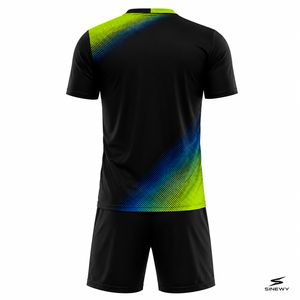 Conjunto de Uniforme de Fútbol SINEWY para Hombre, Cuello en V, Color Negro con Diseño Degradado, Ropa Deportiva de Manga Corta que Absorbe la Humedad para Adultos - Product Image 3