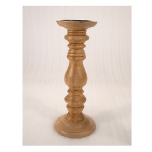 Bougeoir de pilier en bois massif poli jaune pour la décoration de dessus de Table de salon à la maison - Product Image 2