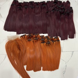 Haute qualité pour Ombre os droite couleur vin foncé Remy Extensions de cheveux cuticule aligné naturel vietnamien peau trame perruque - Product Image 5