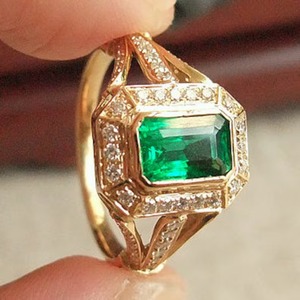 Handmade 925 Sterling <b>Silver</b> Engagement <b>Ring</b> Green <b>Emerald</b> Diamond Vintage for Indian Weddings Fine Jewelry Wholesale Lot Jaipur - Product Image 5
