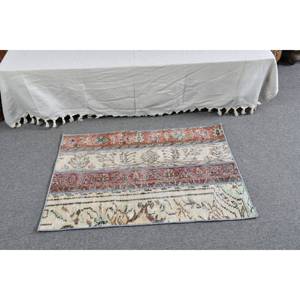 Tapis en Laine Turque Vintage Rouge Beige Patchwork Design 220X330 ft Technique de Tissage Plat pour Décorations de Salon Latex PP - Product Image 3